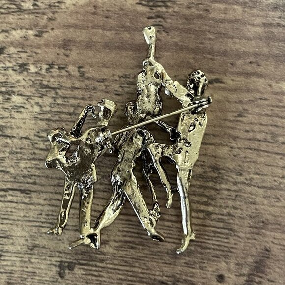 Vintage Jazz Band Motown Musicians Brooch Gold Tone Figural Pin Music Festival - Picture 4 of 5